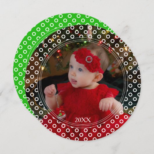 Carte de Noël ronde points (Devant / Derrière)