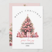 Carte de Noël rose (Devant / Derrière)