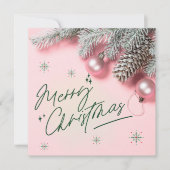 Carte de Noël rose (Devant)