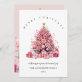 Carte de Noël rose (Devant / Derrière)