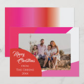 Carte de Noël rose et brillante non traditionnelle (Devant / Derrière)