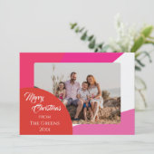 Carte de Noël rose et brillante non traditionnelle (Debout devant)