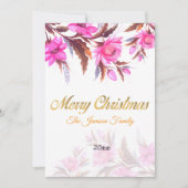 Carte de Noël rose Floral (Devant)