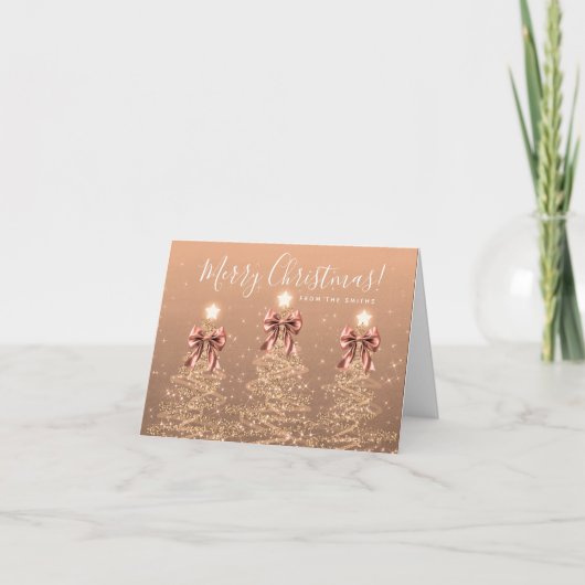 Carte de Noël Rose Gold Christmas Trees (Devant)