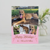 Carte de Noël rose gold en foil avec collage de ph (Debout devant)