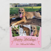 Carte de Noël rose gold en métaillé avec collage d (Recto)