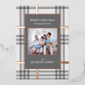 Carte de Noël rose Gold Foil Plaid (Recto)