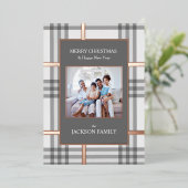 Carte de Noël rose Gold Foil Plaid (Debout devant)
