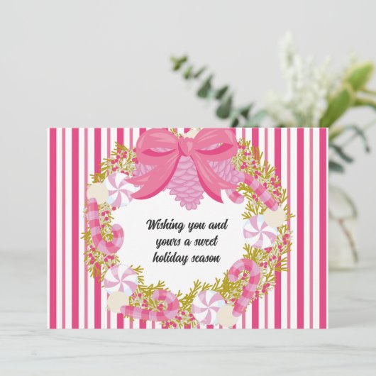 Carte de Noël rose menthe (Debout devant)