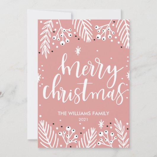 Carte de Noël rose moderne (Devant)