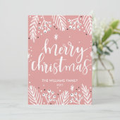 Carte de Noël rose moderne (Debout devant)