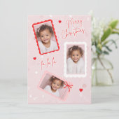 Carte de Noël rose moderne mignonne | Fa La La (Debout devant)