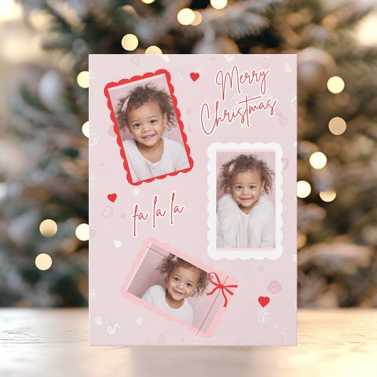 Carte de Noël rose moderne mignonne | Fa La La