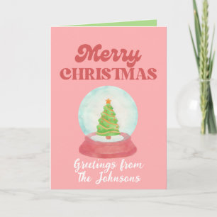 Carte de Noël rose Personnalisée, Voeux de famille