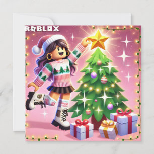 Carte de Noël rose pour les Ados de Robloxo