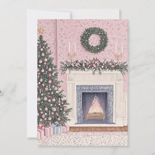 Carte de Noël rose Preppy (Devant)