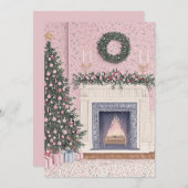 Carte de Noël rose Preppy (Devant / Derrière)
