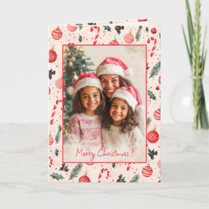 Carte de Noël rose rouge