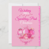 Carte de Noël rose scintillante (Devant)