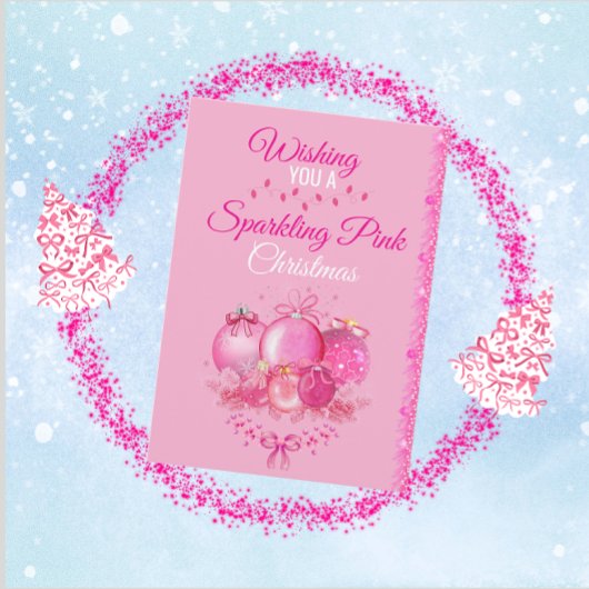 Carte de Noël rose scintillante