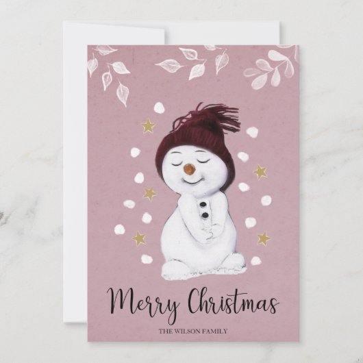 Carte de Noël Rose Snowman (Devant)