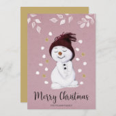 Carte de Noël Rose Snowman (Devant / Derrière)