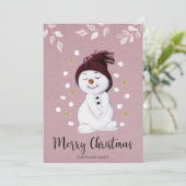 Carte de Noël Rose Snowman (Debout devant)