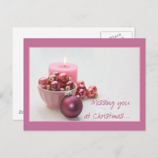 carte de noël rose vous manque (Devant / Derrière)