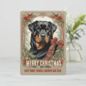 Carte de Noël Rottweiler Chien Vintage (Debout devant)