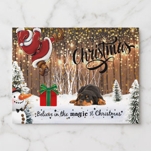 Carte de Noël Rottweiler, Père Noël