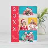 Carte de Noël rouge avec typographie script pour p (Debout devant)