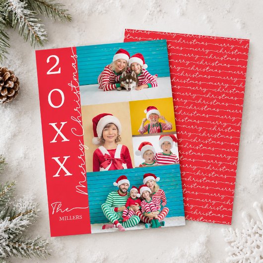 Carte de Noël rouge avec typographie script pour p
