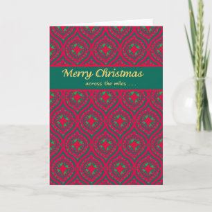 Carte de Noël Rouge, Baubles verts à travers les k