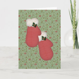 Carte de Noël rouge de mitaines