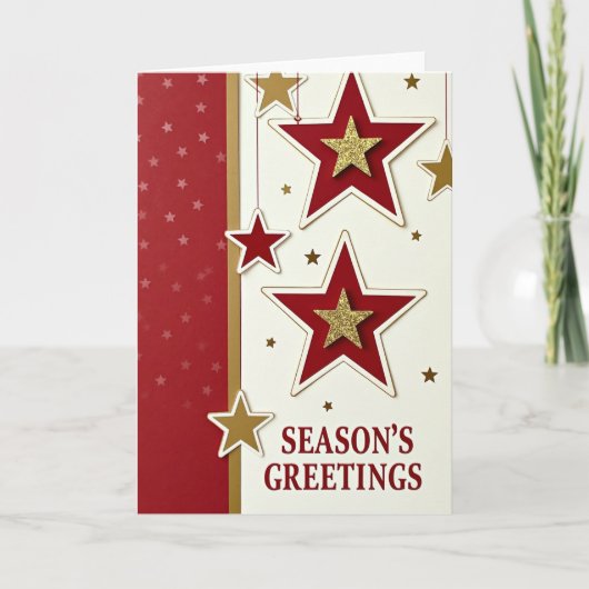 Carte de Noël Rouge Doré Brillante (Devant)