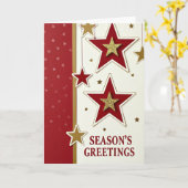 Carte de Noël Rouge Doré Brillante (Fleur jaune)