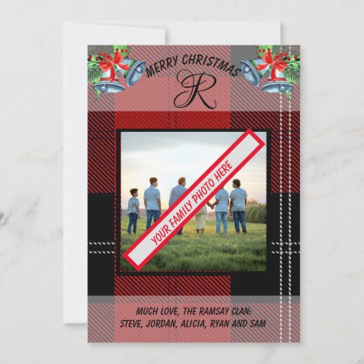 Carte de Noël rouge du Clan Ramsay d'Écosse (Devant)