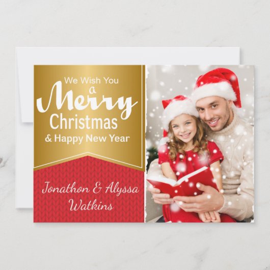 Carte de Noël rouge et or (Devant)