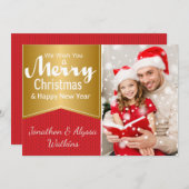 Carte de Noël rouge et or (Devant / Derrière)