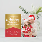 Carte de Noël rouge et or (Debout devant)