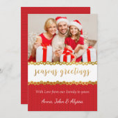 Carte de Noël rouge et or (Devant / Derrière)