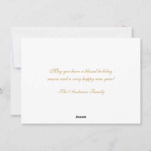 Carte de Noël rouge et or rayé (Dos)