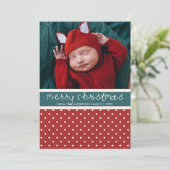 Carte de Noël Rouge et Pois Vert (Debout devant)