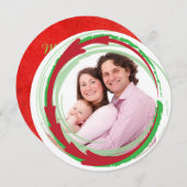 Carte de Noël rouge et verte (Devant / Derrière)