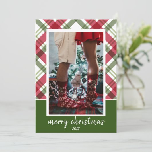 Carte de Noël rouge et verte (Debout devant)