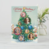 Carte de Noël rouge et verte avec ornements arboré (Debout devant)