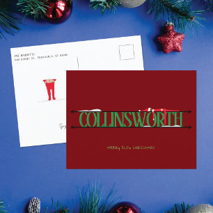 Carte de Noël rouge et verte Elf Shenanigans
