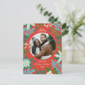 Carte de Noël rouge floral (Debout devant)