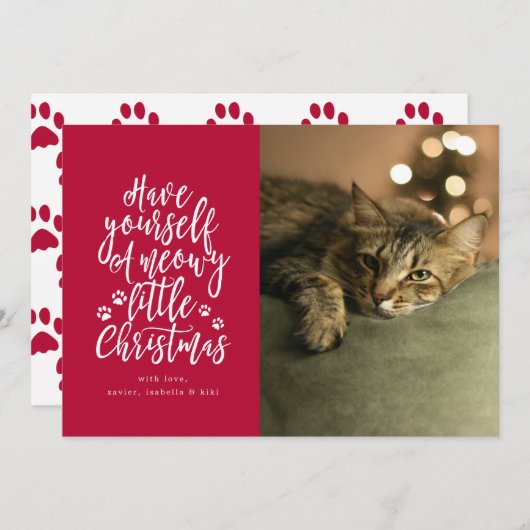 Carte de Noël rouge Meowy Little Christmas (Devant / Derrière)