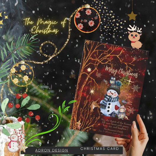 Carte de Noël rouge or Joyeux Noël